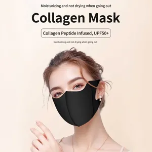 Schwarze 3D-Kollagen-Sonnenschutzmaske für Damen mit UPF50+ Schutz für draußen