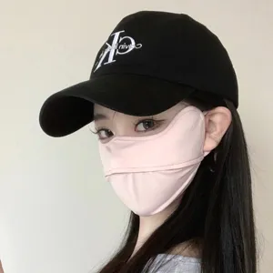 3D Sun Protection Face Mask UV Blocking Eye Corner Sunshade Ice Silk Mask Black Cap