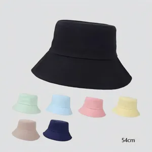 Summer solid color bucket hat, wide brim sun protection hat for men and women, breathable.