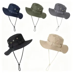 Chapeau de brousse anti-UV pour randonnée en plein air avec jugulaire coupe-vent.