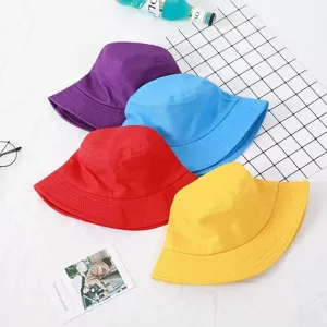 Summer solid color bucket hat large brim sun protection casual fashion unisex basin hat