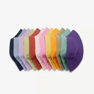 Summer large head circumference solid color bucket hat Japanese wide brim sun protection