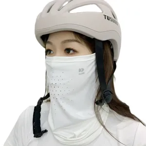 Breathable ice silk cycling sun protection face mask with neck guard for outdoor sports riding.