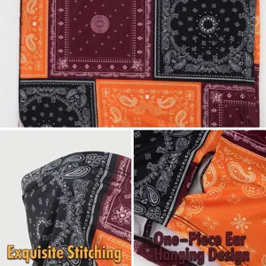 Breathable paisley print ice silk cycling face mask with ear loop design for UV protection