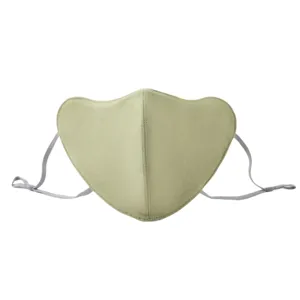 Closeup detail of the soft green fleece thermal face mask featuring adjustable straps and 3D seam.