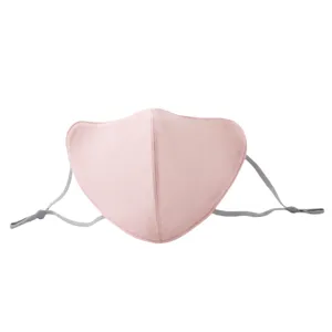 Pink thickened windproof winter face mask, warm plush mask with adjustable ear loops.