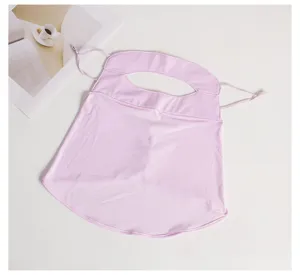 Ice silk sun protection face mask full face neck cover uv shield breathable pink detail view