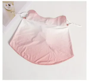 Gradient pink sun protection face mask with neck cover for women outdoor UV blocking breathable