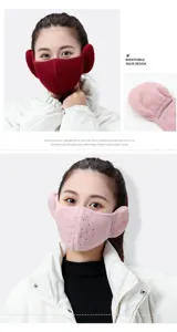 Close-up of winter fleece-lined two-in-one thermal mask with breathable ear protection