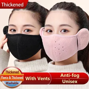 Masque facial 2-en-1 en polaire chaude d'hiver avec cache-oreilles pour le vent et froid