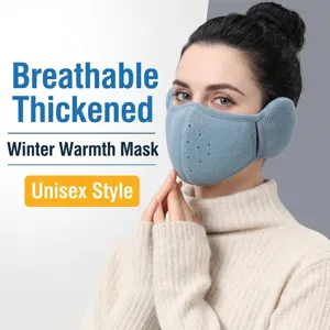 Masque facial 2-en-1 chaud en polaire avec cache-oreilles pour le cyclisme en hiver