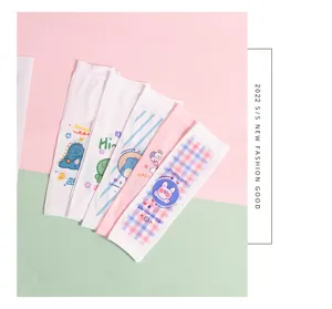 Kids Ice Silk Sun Protection Sleeves Summer Cute Cartoon Animal Print Anti-UV Arm Sleeves Outdoor