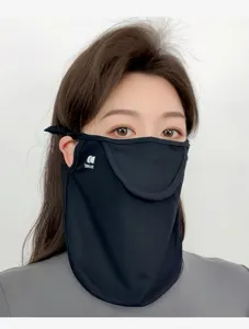 Detailed view of the ice silk sun protection face mask with neck coverage for women.