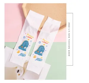 Cute kids ice sleeves summer sun protection arm sleeves featuring blue dinosaur print