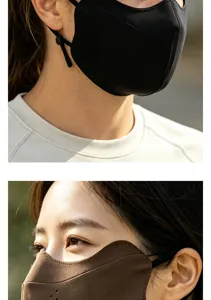 Detailed view of the 3D windproof winter thermal face mask with breathable fabric design.