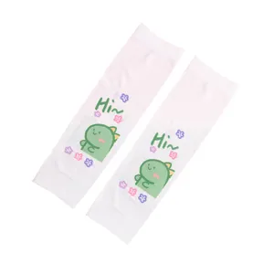 Cute kids sun protection ice sleeves with cartoon dinosaur design, breathable summer arm sleeves.