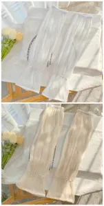 Mancherons de protection solaire en résille avec perles aux poignets, légers d'été.
