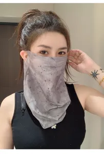 Detail view of the ice silk sun protection face mask, breathable fabric for outdoor cycling.