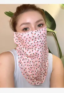 Floral sun protection face mask and neck gaiter, breathable ice silk outdoor riding UV shield