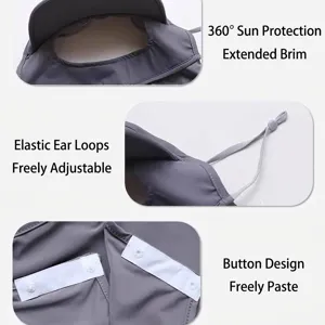 Maschera solare anti-UV con protezione a 360, cinghie regolabili e bottoni a pressione