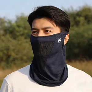 Maschera Protezione Solare in Poliestere Traspirante Seta del Ghiaccio Scaldacollo Passanti per Orecchie Copertura Viso Ciclismo Pesca Sport Outdoor Unisex