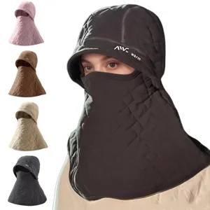 Australian Fleece Integrated Balaclava Hat Scarf Mask Winter Windproof Warm Diamond Quilted Outdoor Riding Face Shield For Men Women