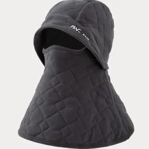 Grey quilted fleece winter balaclava hood and neck warmer set for men and women
