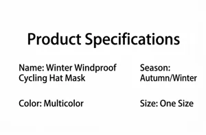 Winter windproof cycling cap face mask details, autumn winter thermal multi-color one size.