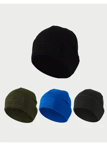 Men winter fleece beanie hat warm outdoor tactical knit cap multi-color pack of four