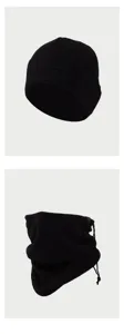 Men winter windproof thermal fleece beanie and adjustable neck gaiter detail view