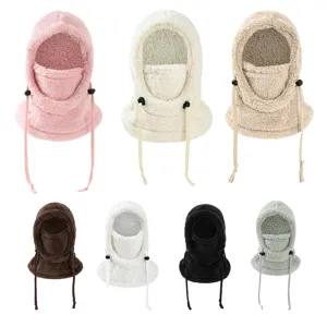 Passamontagna in peluche per bambini con sciarpa con cappuccio in vari colori