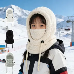 Enfants hiver chaud peluche chapeau et écharpe coupe-vent polaire doublé pull