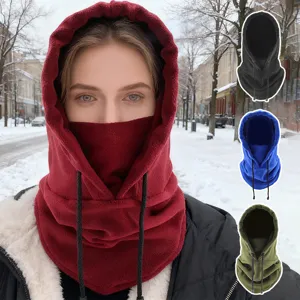 Passamontagna Invernale in Pile Maschera Facciale da Uomo Outdoor Ciclismo Antivento Caldo Cappuccio Integrato Scaldacollo Cappello