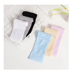 Variety of colors for cooling ice silk sun protection sleeves neatly displayed in a basket