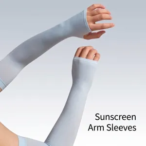 Unisex Ice Silk Cooling Arm Sleeves For Men Women UV Sun Protection Thumb Hole Sport Cycling Outdoor Basic Solid Color Sleeves