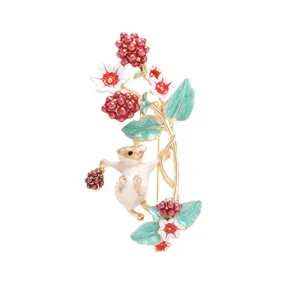 Broche écureuil et raisin en alliage émaillé avec design animal mignon pour femmes