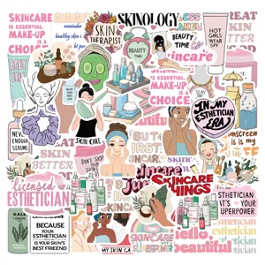 Pack of 50 skincare and esthetician themed cartoon stickers for DIY laptop and cup decoration