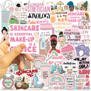 Set of 50 aesthetic skincare graffiti stickers for laptop and water bottle decoration