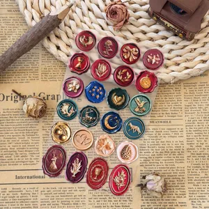 Detalle de pegatinas 3D en relieve estilo sello de lacre vintage para DIY y sobres