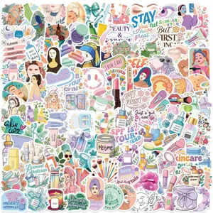 Variety pack of 120 beauty and skincare themed cartoon stickers for DIY decoration
