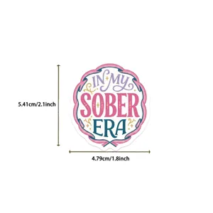 Detaillierte Maßansicht für den In My Sober Era Inspirations-Zitataufkleber