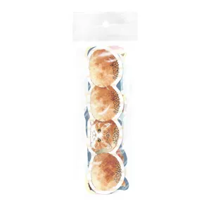 Detailed view of thirty cute watercolor cat shaped bookmarks in transparent retail bag