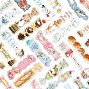 Kawaii Cartoon Cat Die Cut Bookmarks For Kids Animal Shaped Paper Page Markers For Reading Stationery Office School Supplies