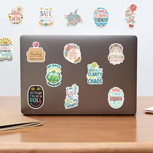 Bunte inspirierende Abstinenz-Aufkleber mit Blumenmustern auf einem Laptop-Deckel
