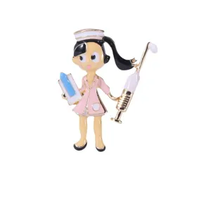 Fashionable creative cartoon nurse brooch alloy enamel pin for medical workers jewelry
