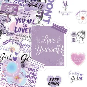 Purple PET Transparent Motivational Stickers For DIY Scrapbooking Laptop Guitar Creative Printed Positive Quotes Decals