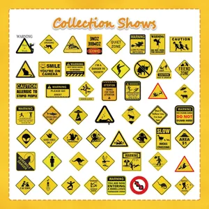 Colección de 53 pegatinas de advertencia divertidas para portátiles y maletas