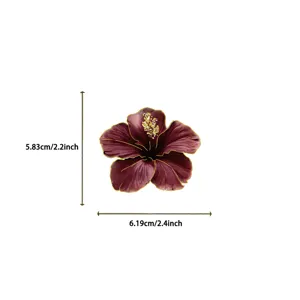 Vintage maroon flower PET sticker with gold-stamped edges, dimensioned at 5.83cm by 6.19cm