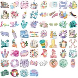 Colorful cartoon beauty and skincare stickers for notebook and phone case decoration