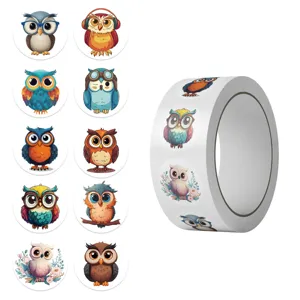 Cartoon owl roll stickers set for scrapbooking and kids rewards decoration